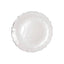 10-Pack Plastic 7" Round Dessert Appetizer Plates in Pearl White Sunflower with Silver Scalloped Rim - Disposable Salad Plates for Classy Events & Banquets