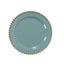 10-Pack Dusty Blue Plastic Dessert Plates â€“ 8" Round with Gold Beaded Rim, Disposable for Parties & Events