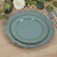 10-Pack Dusty Blue Plastic Dessert Plates â€“ 8" Round with Gold Beaded Rim, Disposable for Parties & Events