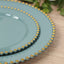 10-Pack Dusty Blue Plastic Dessert Plates â€“ 8" Round with Gold Beaded Rim, Disposable for Parties & Events