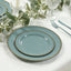 10-Pack Dusty Blue Plastic Dessert Plates â€“ 8" Round with Gold Beaded Rim, Disposable for Parties & Events