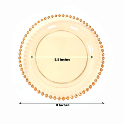 10-Pack Amber Gold Plastic Dessert Plates â€“ 8" Round with Beaded Rim, Disposable for Parties & Events