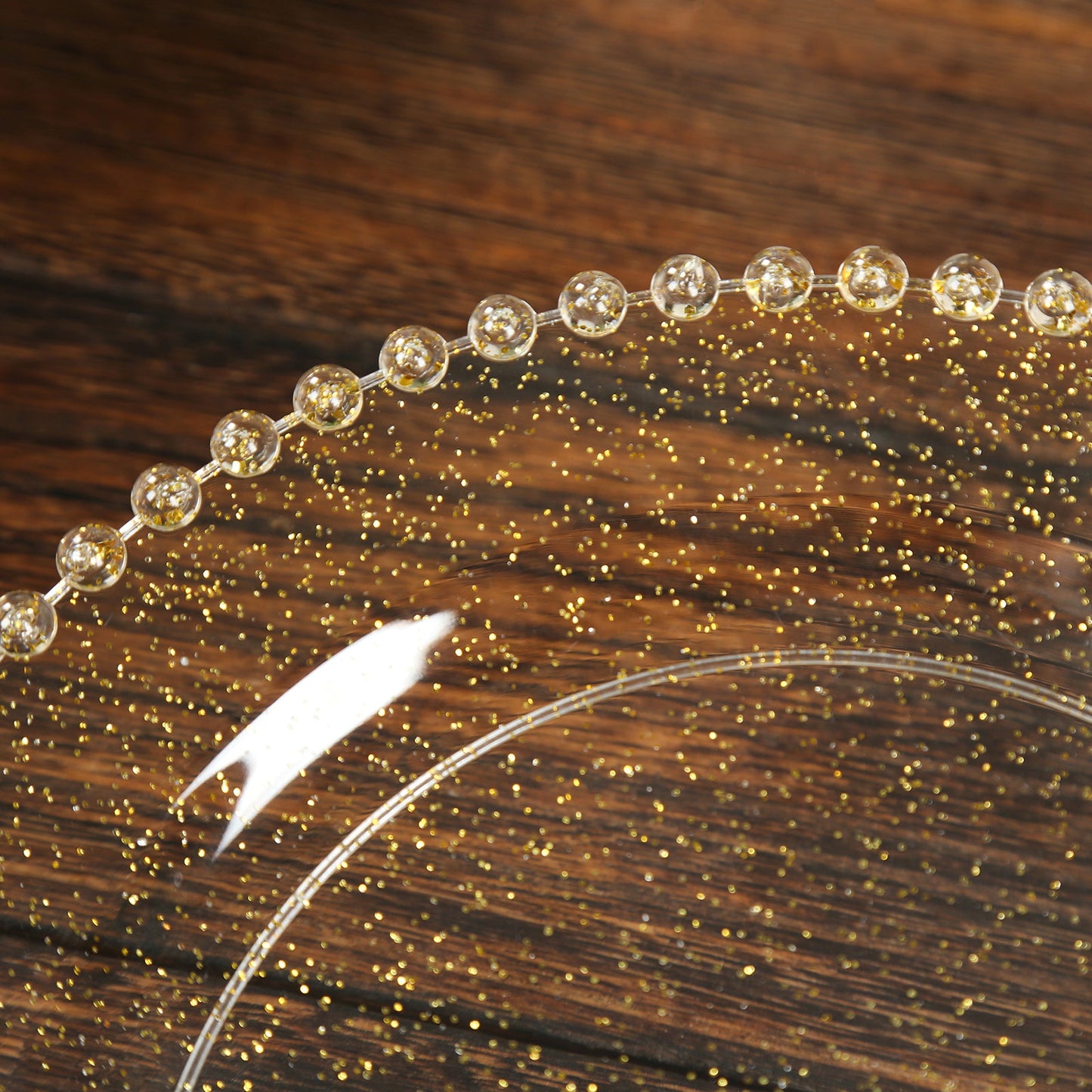 10-Pack Clear Gold Glittered Plastic Dessert Plates â€“ 8" Round with Beaded Rim, Disposable for Parties & Events