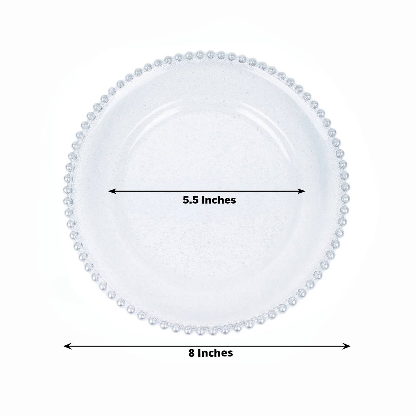 10-Pack Clear Silver Glittered Plastic Dessert Plates â€“ 8" Round with Beaded Rim, Disposable for Parties & Events