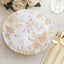 25-Pack Paper 9" Round Dinner Plates in White with Gold French Toile Pattern - Disposable Floral Party Plates for Stylish Events