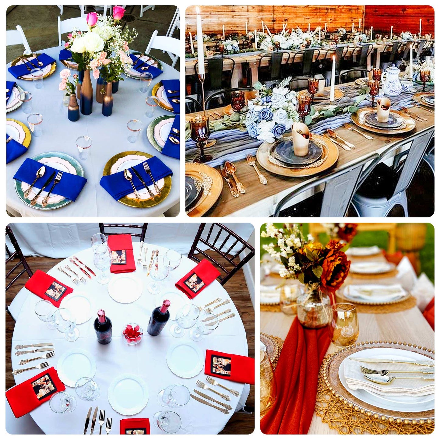 24 Pcs Plastic Silverware Set in Baroque Style Metallic Gold - Heavy Duty Disposable Knife, Fork, and Spoon Set