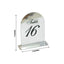 Silver Mirror Arch Acrylic Table Numbers (11-20) - 6"x7" Wedding Reception Signs with Black Print & Stands