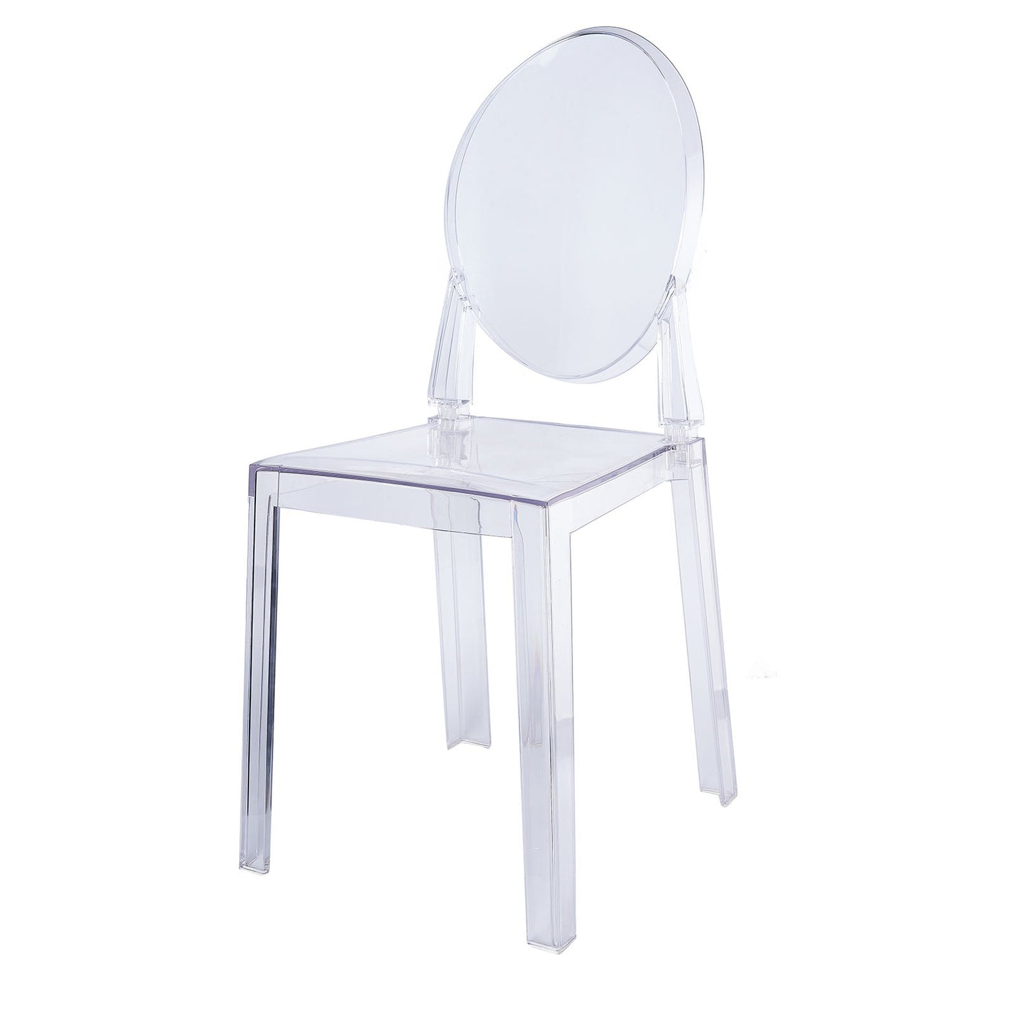8-Pack Acrylic Ghost Chairs with Oval Back for Banquet Use Clear â€“ Sleek Transparent Armless Accent Chairs for Weddings & Gatherings