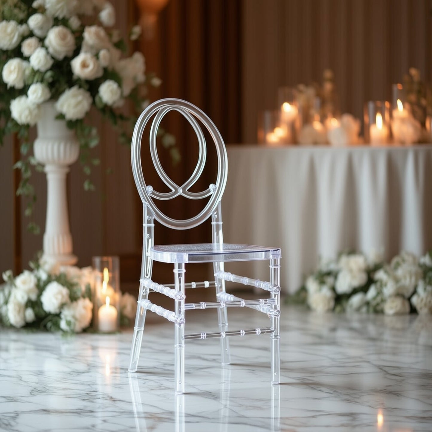 8-Pack Acrylic Stackable Ghost Chairs in Phoenix Chiavari Style Transparent Resin with Oval Back Clear â€“ Sleek Armless Design for Weddings & Gatherings