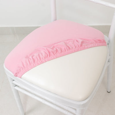 5 Pack Spandex Seat Pad Slipcovers for Chiavari Chairs Pink - Washable Stretch Fitted Design for Dining Chairs