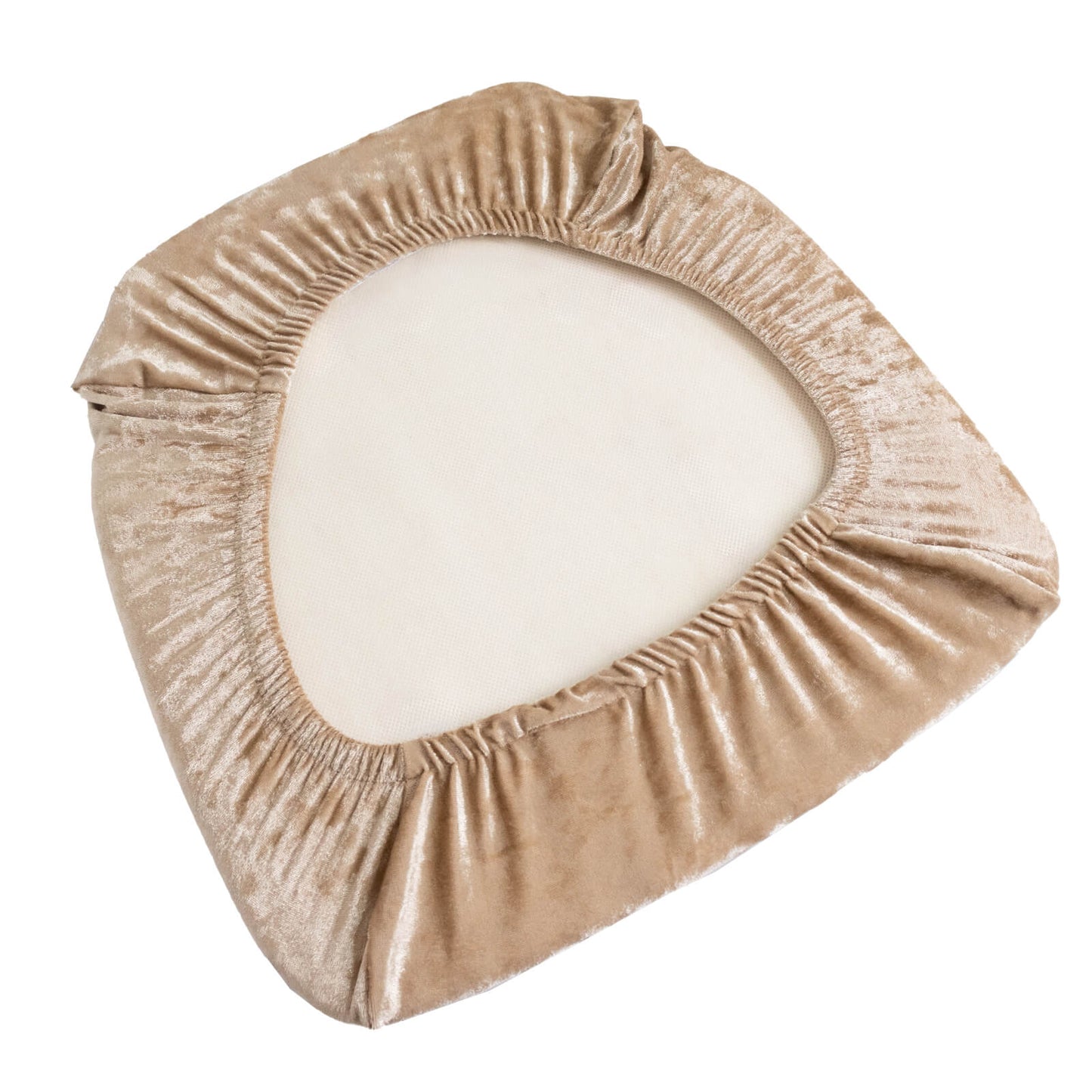 5 Pack Crushed Velvet Seat Pad Covers for Chiavari Chairs â€“ Beige Fitted Dining Chair Cushion Slipcovers, Washable & Reusable