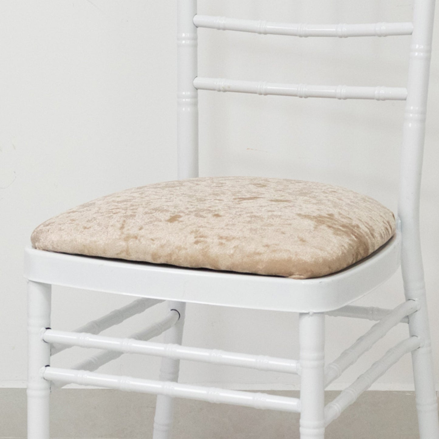 5 Pack Crushed Velvet Seat Pad Covers for Chiavari Chairs â€“ Beige Fitted Dining Chair Cushion Slipcovers, Washable & Reusable