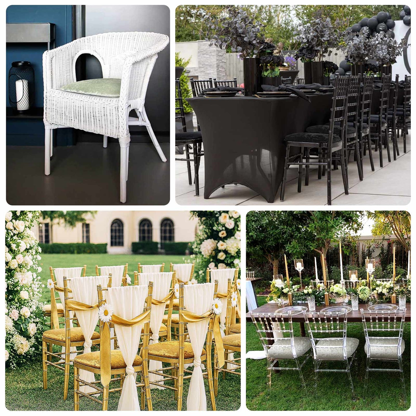 5 Pack Crushed Velvet Seat Pad Covers for Chiavari Chairs â€“ White Fitted Dining Chair Cushion Slipcovers, Washable & Reusable