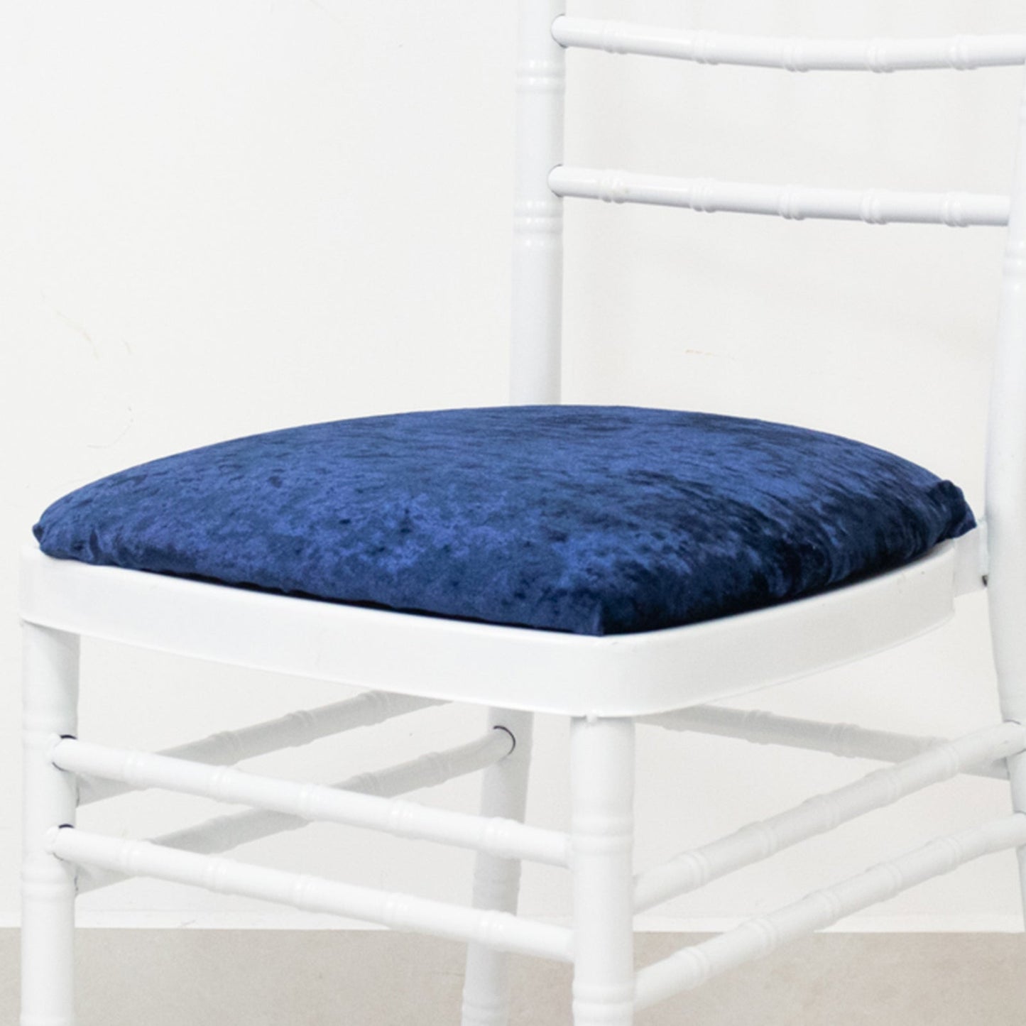 5 Pack Crushed Velvet Seat Pad Covers for Chiavari Chairs â€“ Navy Blue Fitted Dining Chair Cushion Slipcovers, Washable & Reusable