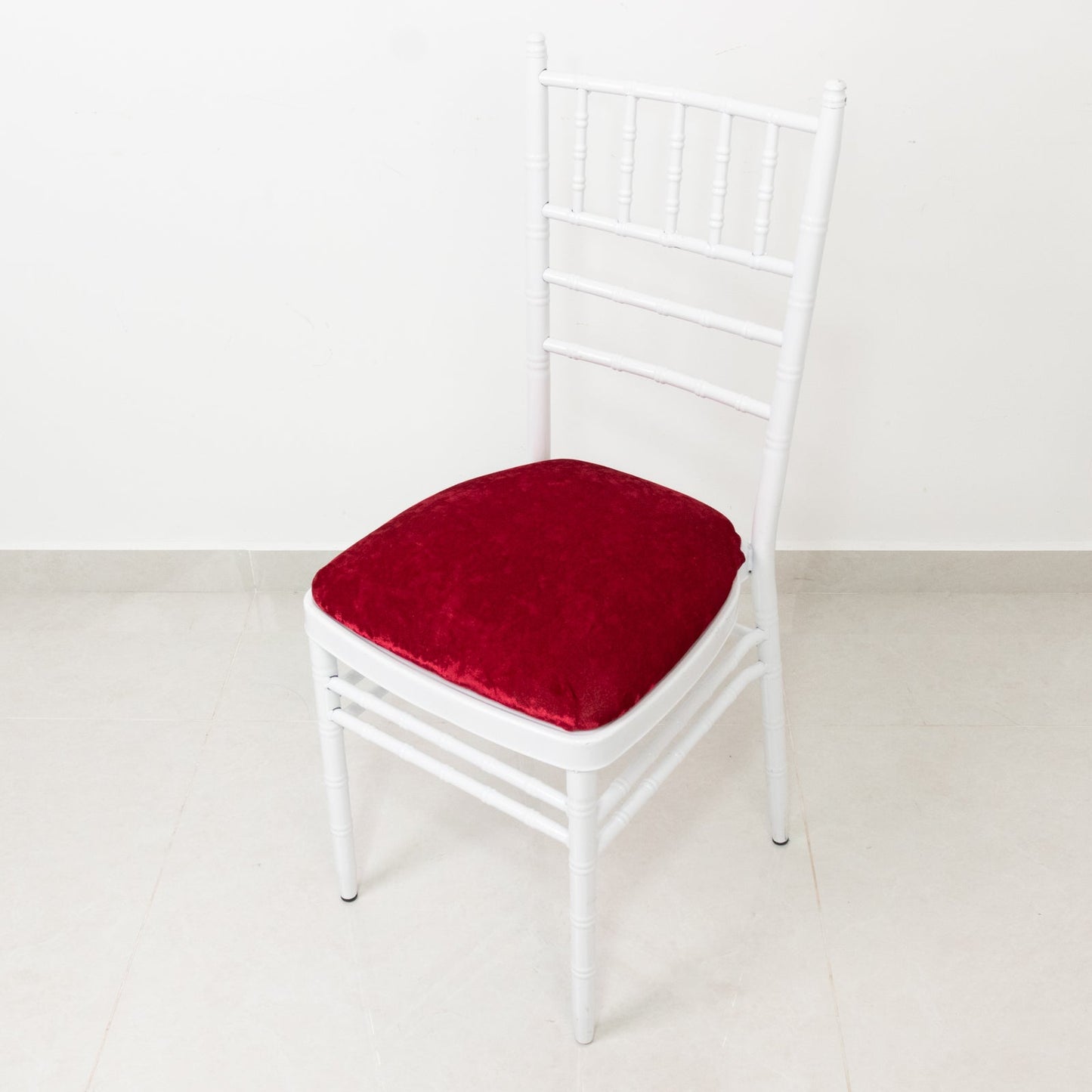 5 Pack Crushed Velvet Seat Pad Covers for Chiavari Chairs â€“ Red Fitted Dining Chair Cushion Slipcovers, Washable & Reusable