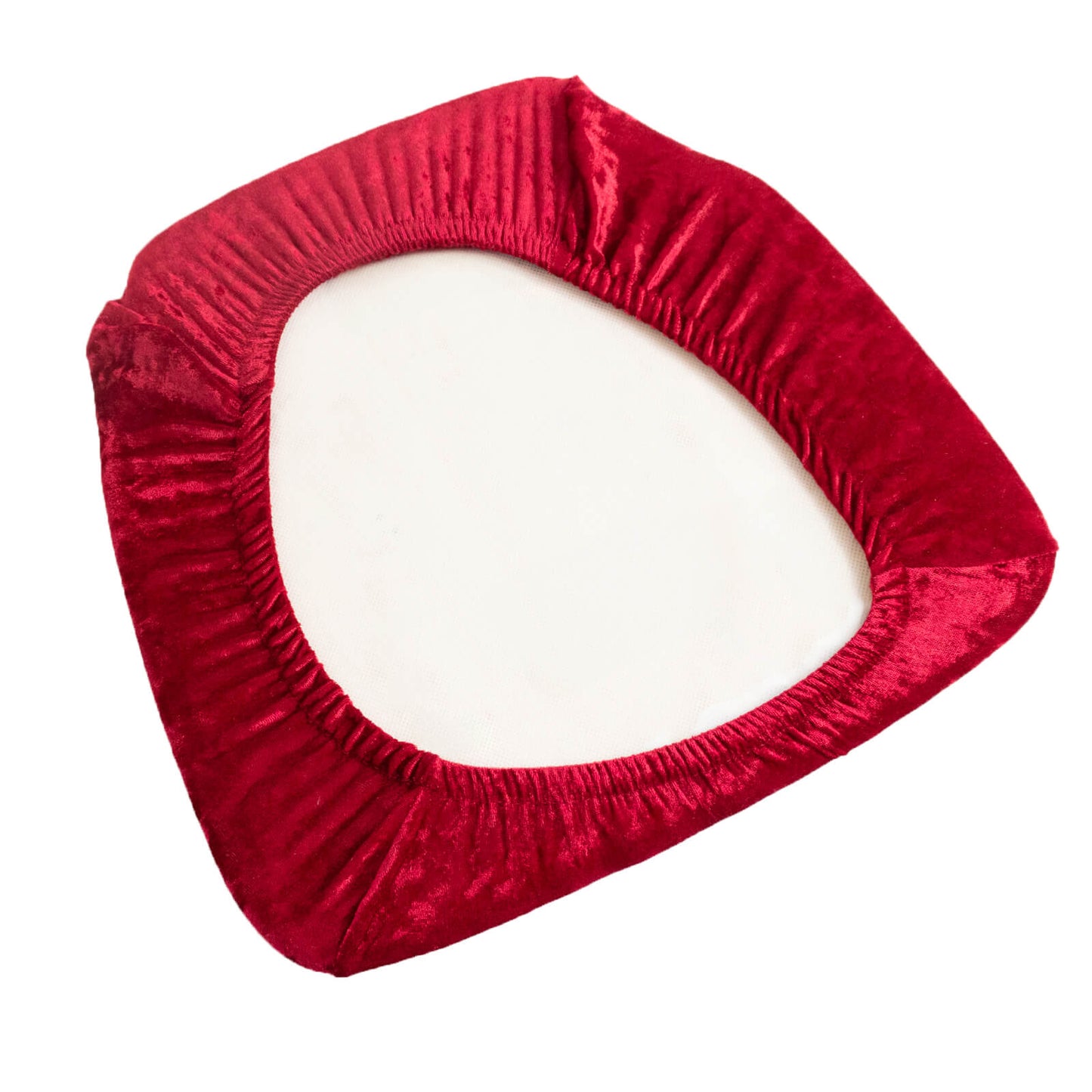 5 Pack Crushed Velvet Seat Pad Covers for Chiavari Chairs â€“ Red Fitted Dining Chair Cushion Slipcovers, Washable & Reusable