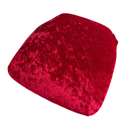 5 Pack Crushed Velvet Seat Pad Covers for Chiavari Chairs â€“ Red Fitted Dining Chair Cushion Slipcovers, Washable & Reusable