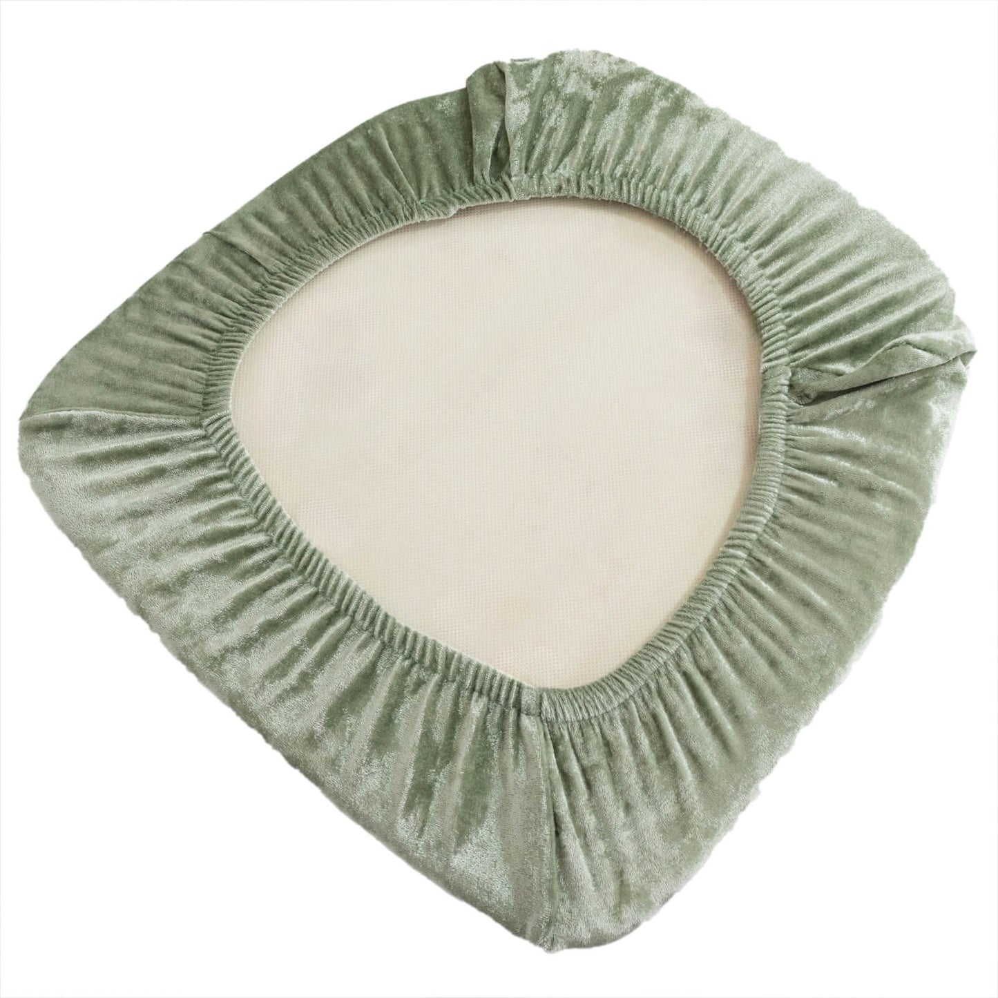 5 Pack Crushed Velvet Seat Pad Covers for Chiavari Chairs â€“ Sage Green Fitted Dining Chair Cushion Slipcovers, Washable & Reusable