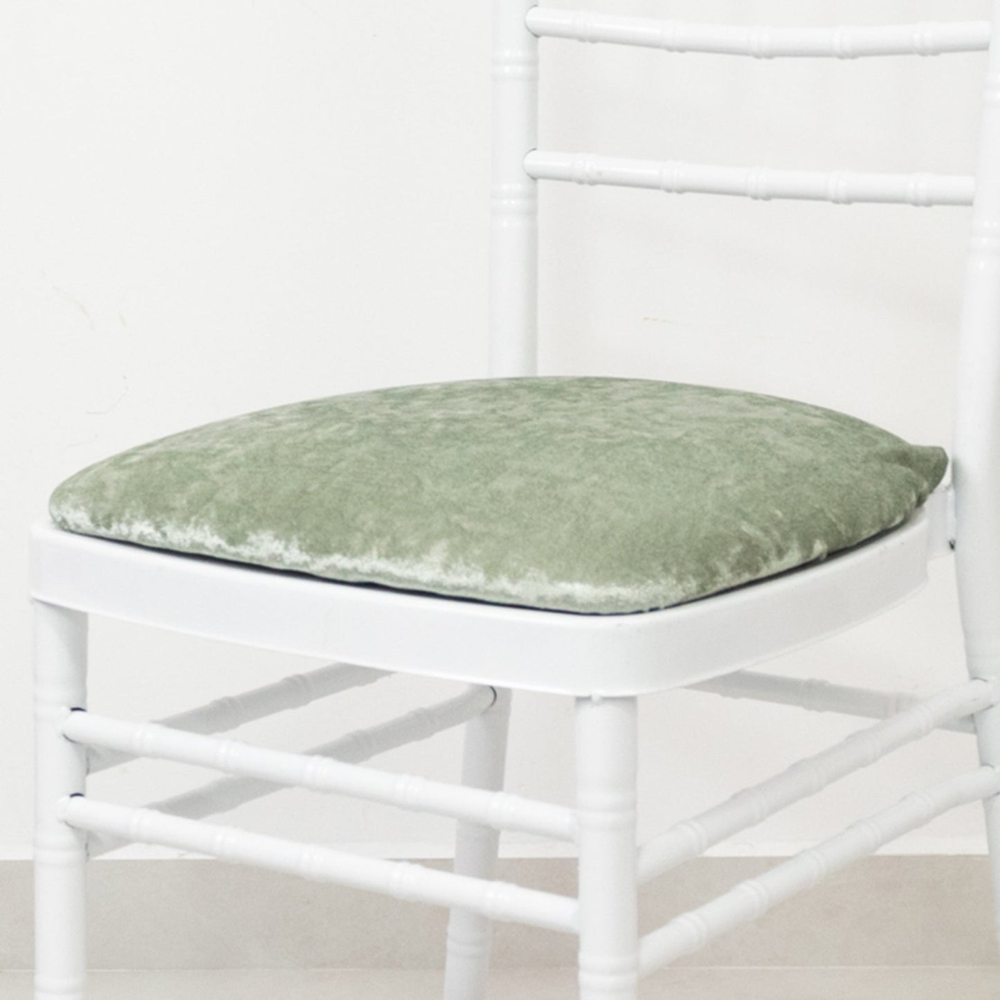 5 Pack Crushed Velvet Seat Pad Covers for Chiavari Chairs â€“ Sage Green Fitted Dining Chair Cushion Slipcovers, Washable & Reusable