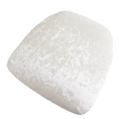 5 Pack Crushed Velvet Seat Pad Covers for Chiavari Chairs â€“ White Fitted Dining Chair Cushion Slipcovers, Washable & Reusable
