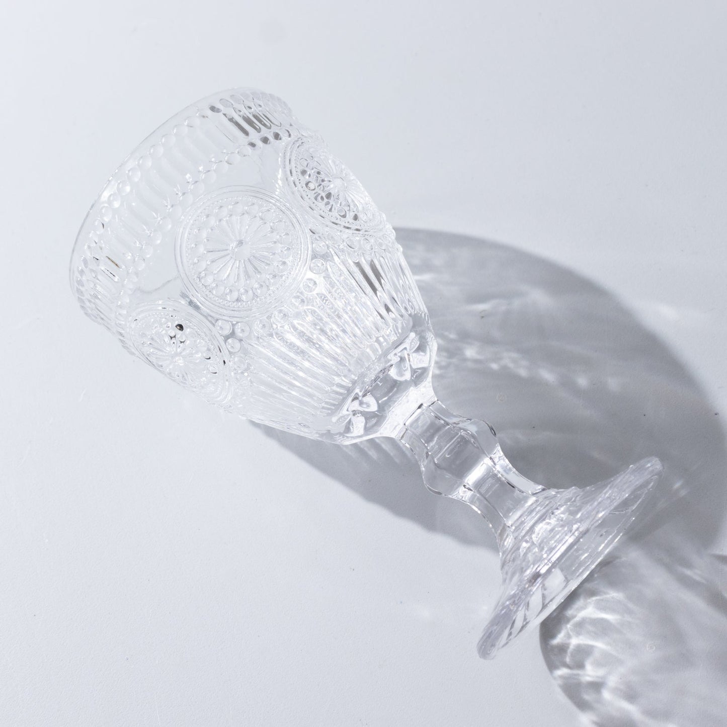 6-Pack Clear Vintage Goblets 11oz â€“ Embossed Glass Cocktail & Wine Glasses with Floral Design