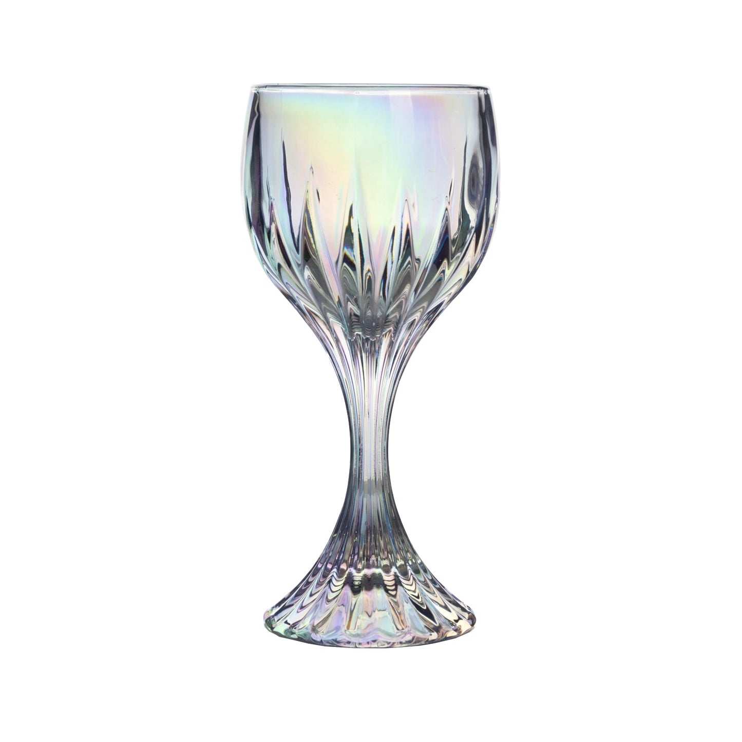 6 Pack Prism Cut Crystal Wine Glass Goblets â€“ Iridescent Clear 10oz Stemware Set for Red & White Wine