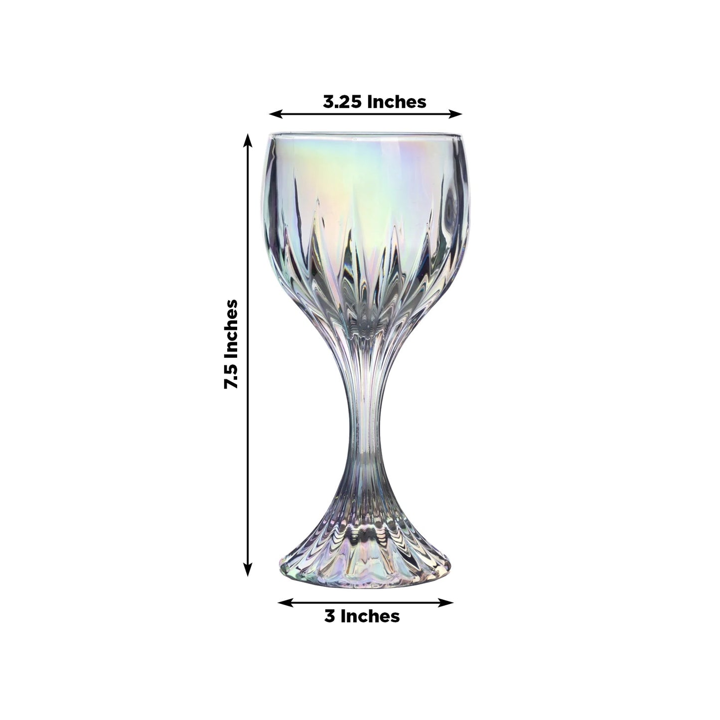 6 Pack Prism Cut Crystal Wine Glass Goblets â€“ Iridescent Clear 10oz Stemware Set for Red & White Wine