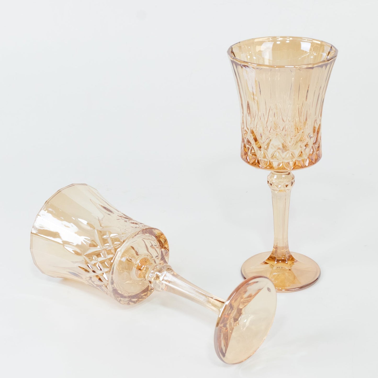 6 Pack 9oz Crystal Cut Glass Goblets Amber Gold â€“ Elegant Vintage Wine, Water & Cocktail Glasses for Table Settings