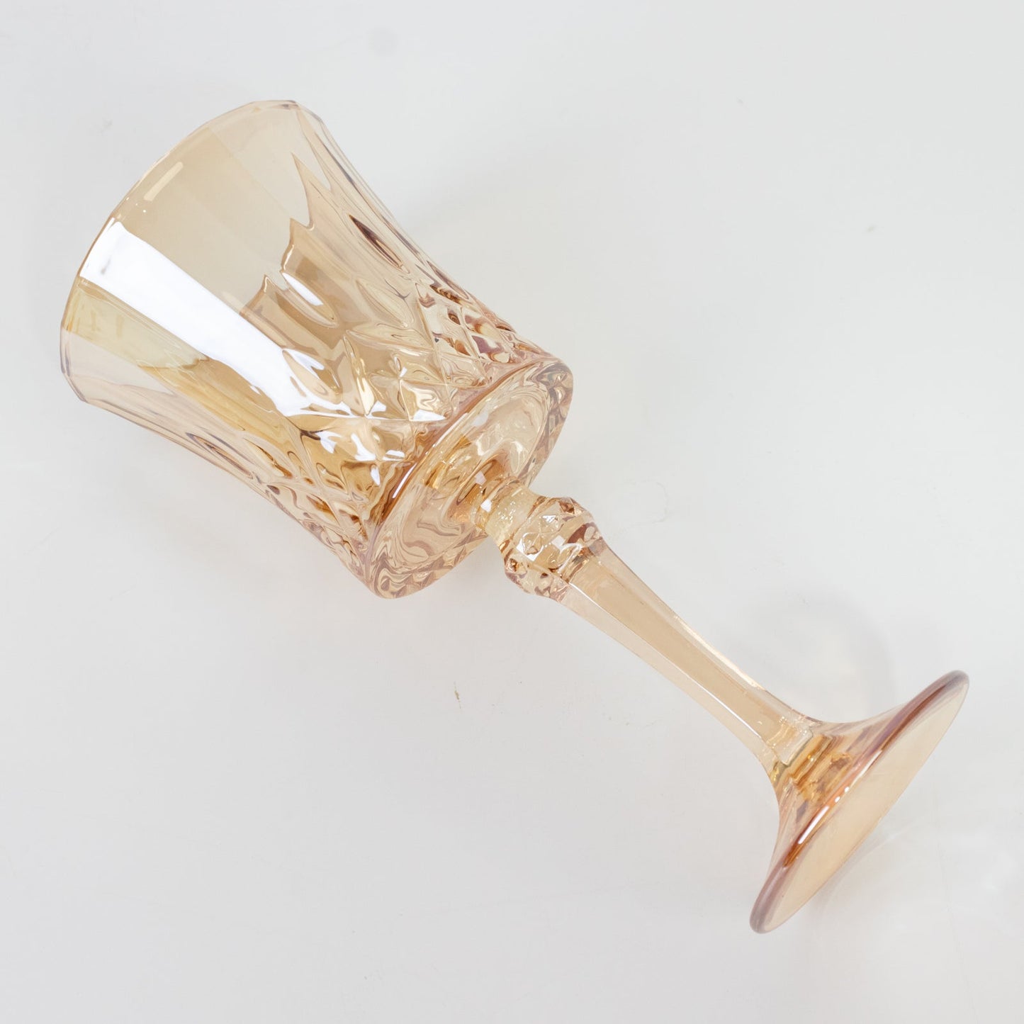 6 Pack 9oz Crystal Cut Glass Goblets Amber Gold â€“ Elegant Vintage Wine, Water & Cocktail Glasses for Table Settings