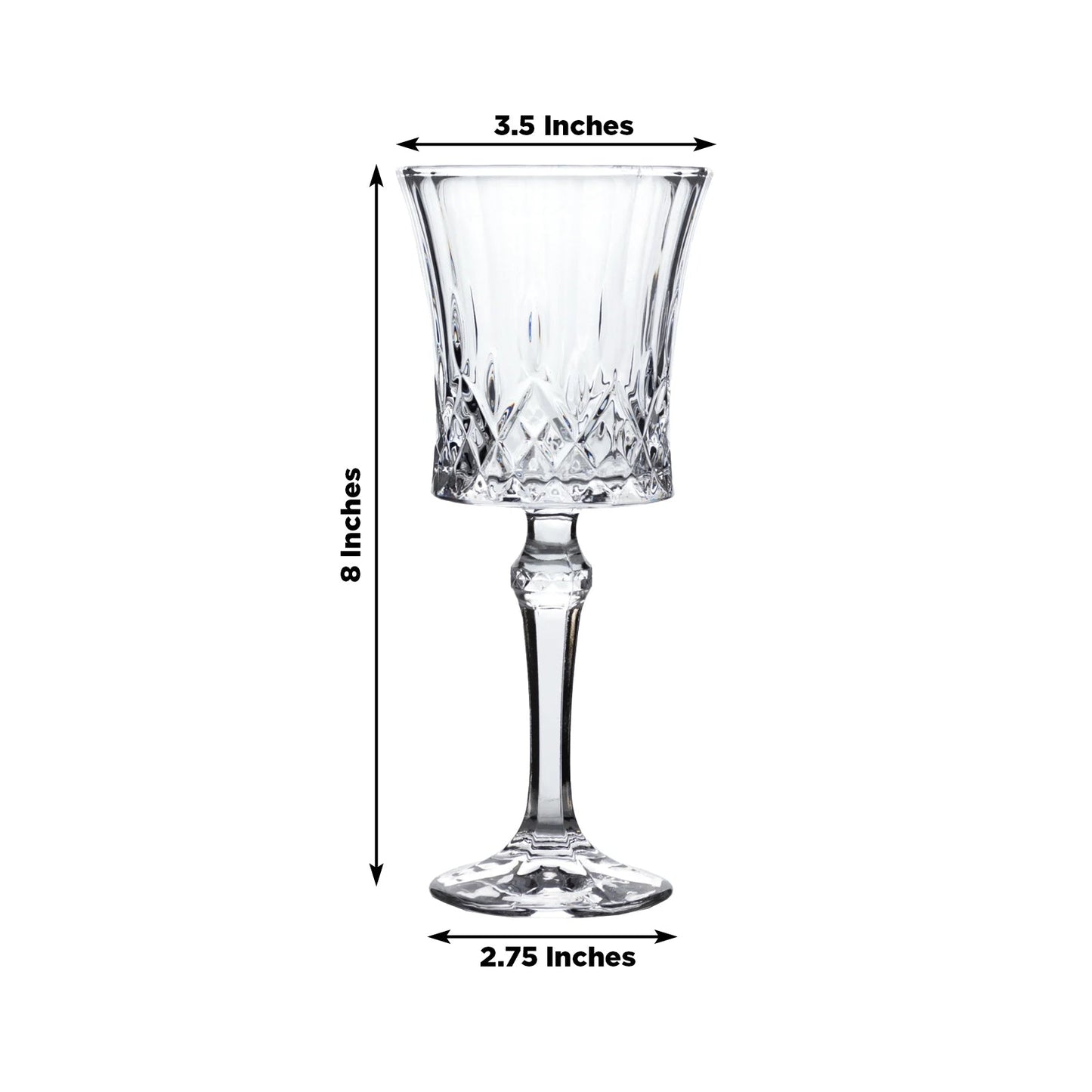 6 Pack 9oz Crystal Cut Glass Goblets Clear â€“ Elegant Vintage Wine, Water & Cocktail Glasses for Table Settings