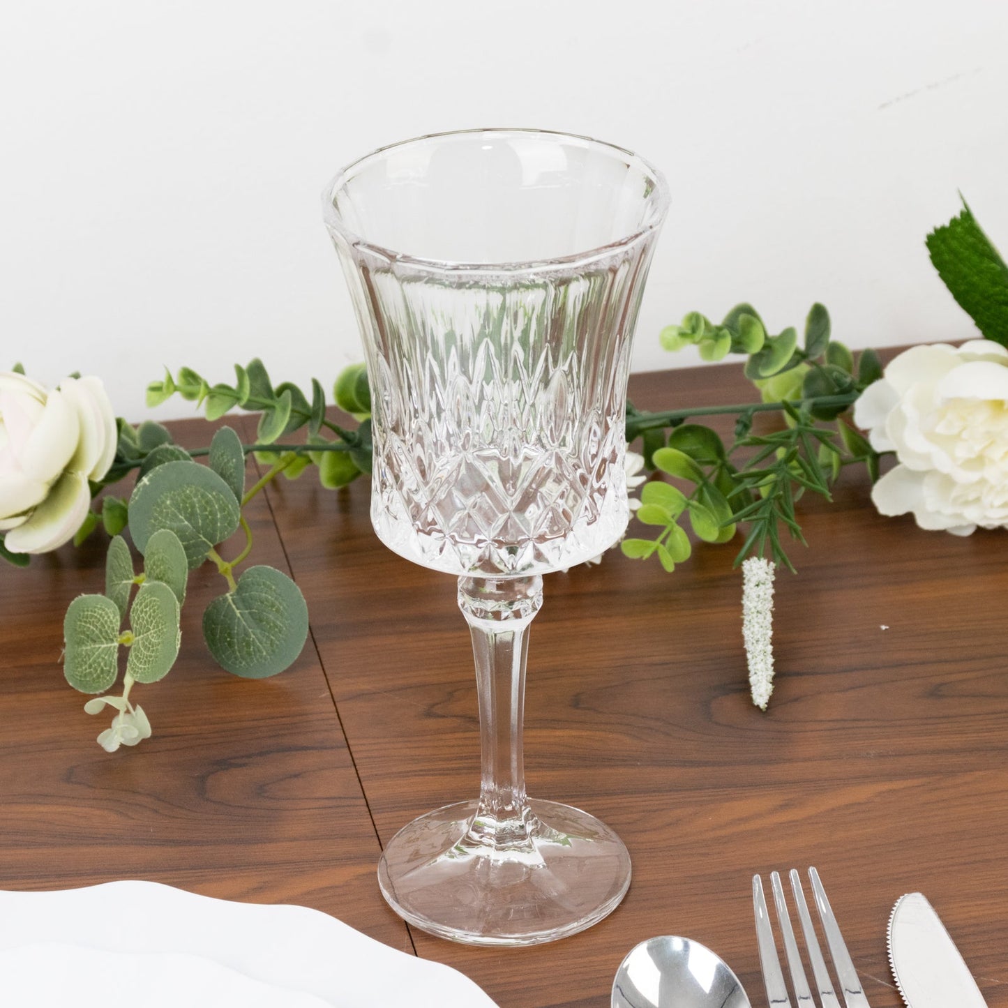 6 Pack 9oz Crystal Cut Glass Goblets Clear â€“ Elegant Vintage Wine, Water & Cocktail Glasses for Table Settings