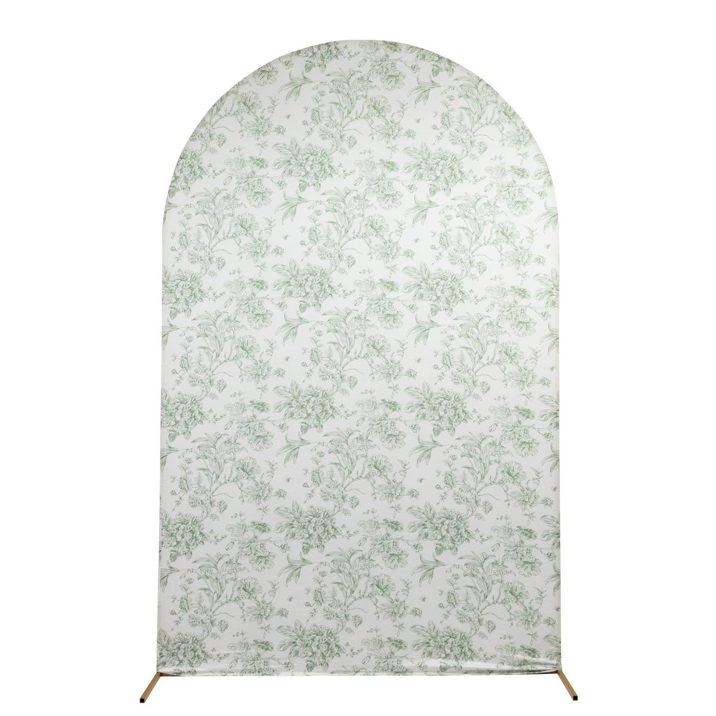 8ft Fitted Spandex Chiara Backdrop Cover â€“ French Toile Blue & White Floral Arch Slipcover for Round Top Wedding Stand