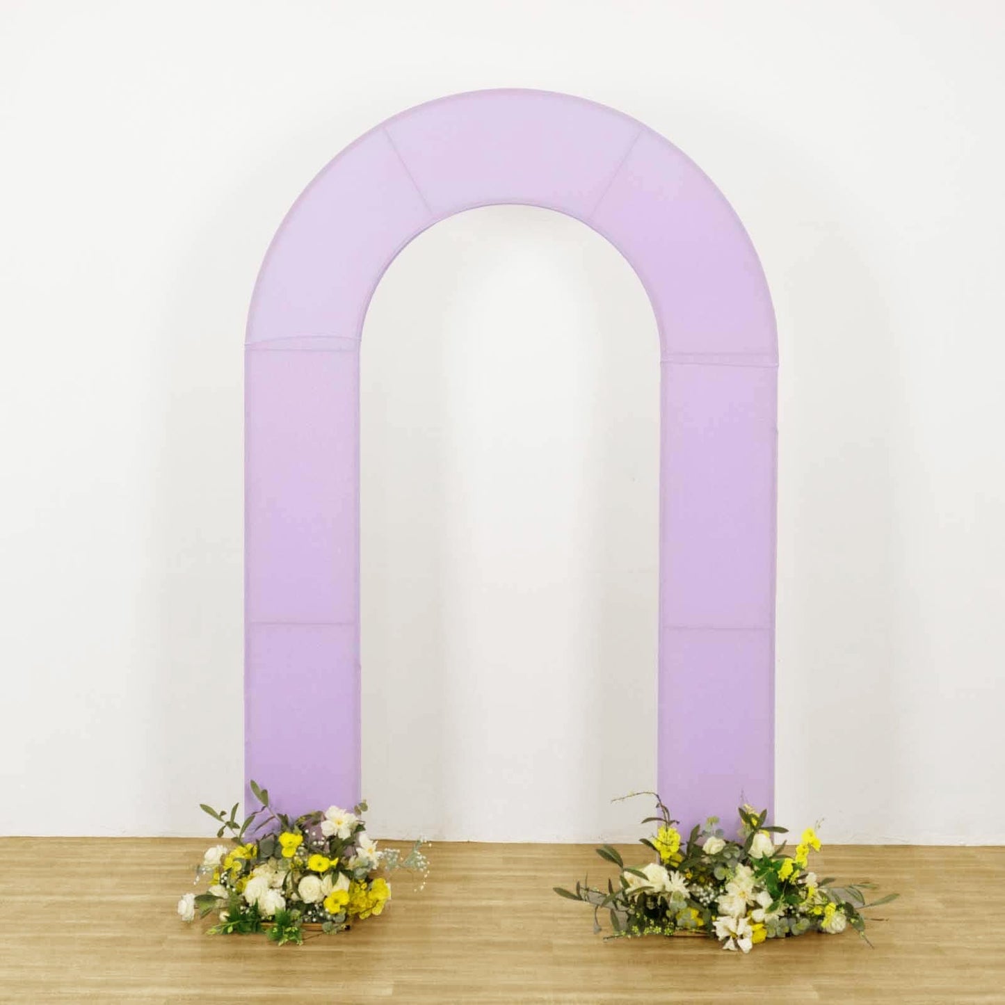 8ft Lavender Lilac Spandex Fitted Open Arch Wedding Arch Cover, Double-Sided U-Shaped Backdrop Slipcover