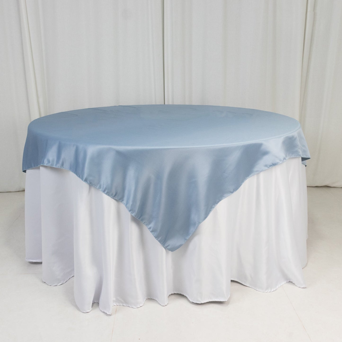 Lamour Satin 72"x72" Table Overlay Square Tablecloth Dusty Blue - Smooth Finish Table Topper