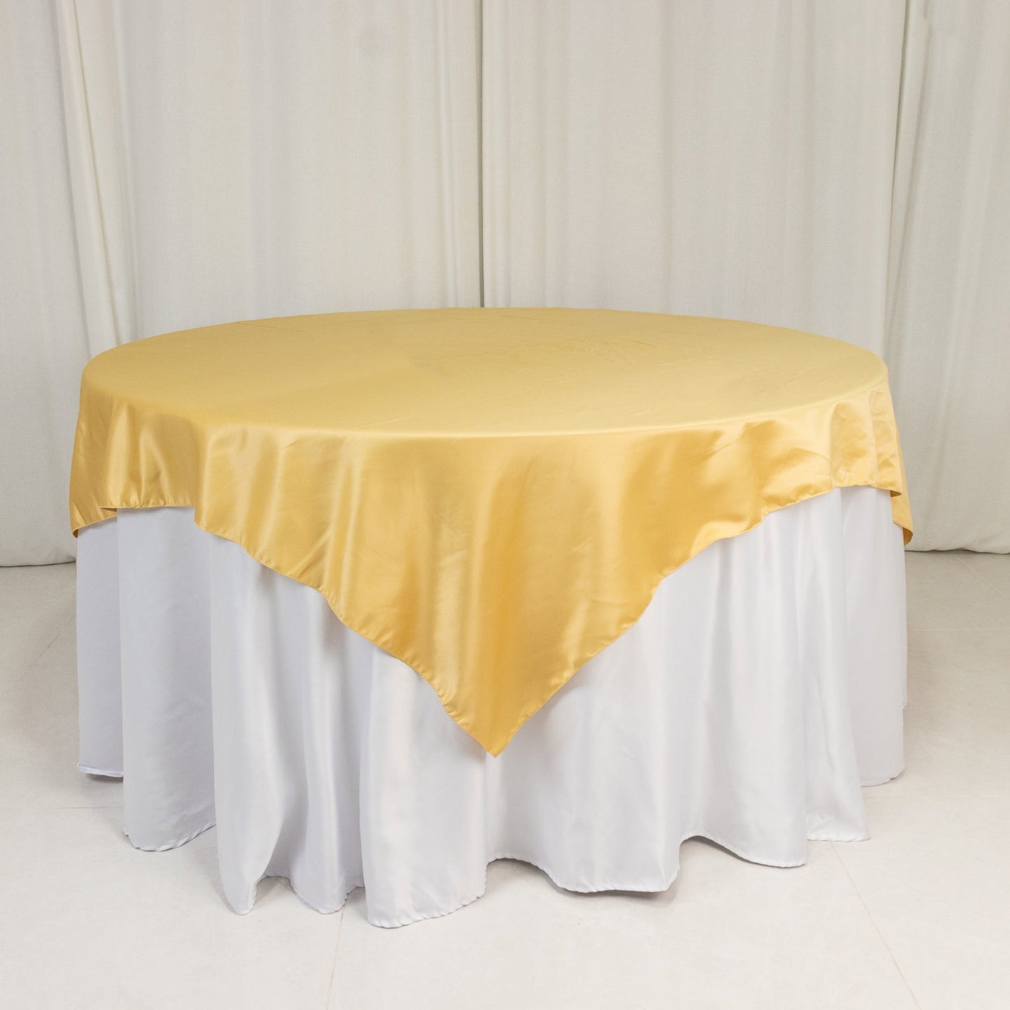 Lamour Satin 72"x72" Table Overlay Square Tablecloth Champagne - Smooth Finish Table Topper