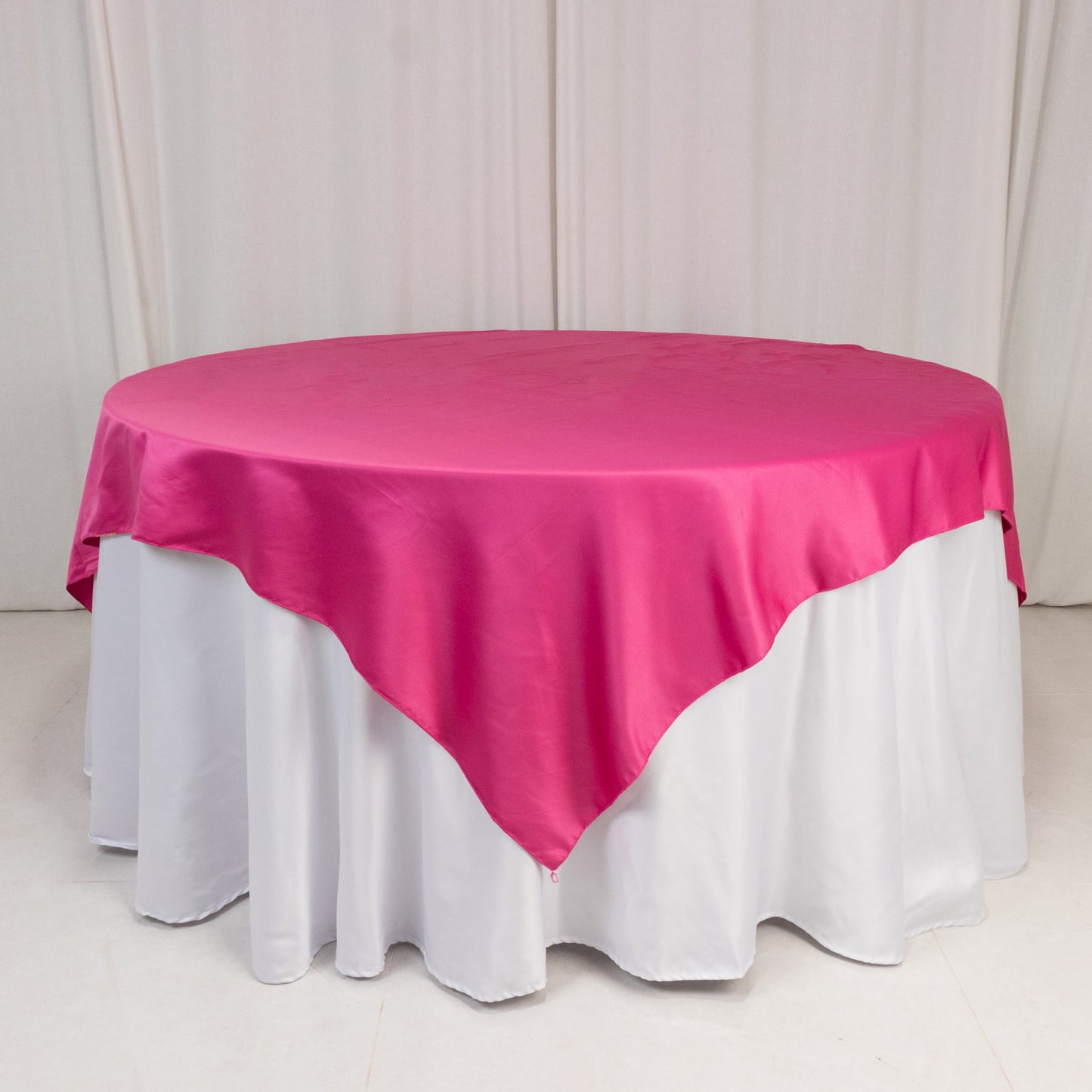 Lamour Satin 72"x72" Table Overlay Square Tablecloth Fuchsia - Smooth Finish Table Topper