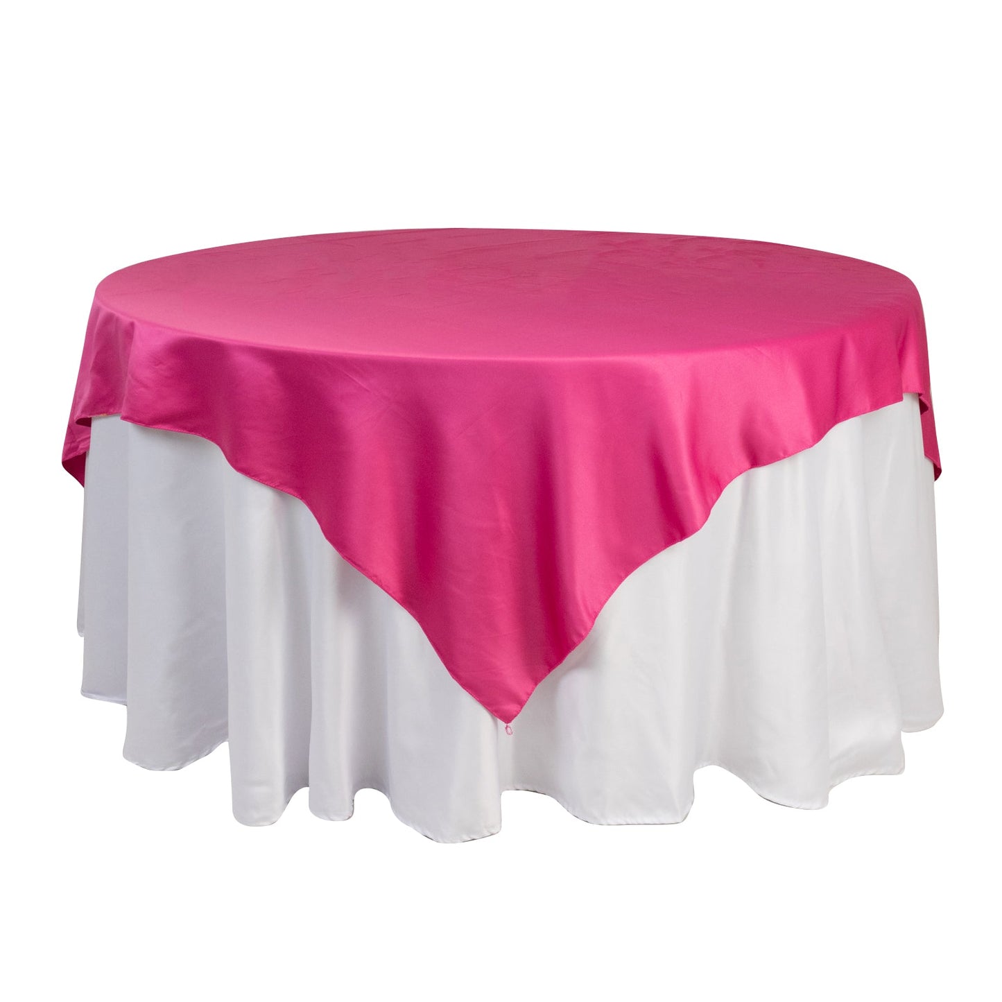Lamour Satin 72"x72" Table Overlay Square Tablecloth Fuchsia - Smooth Finish Table Topper