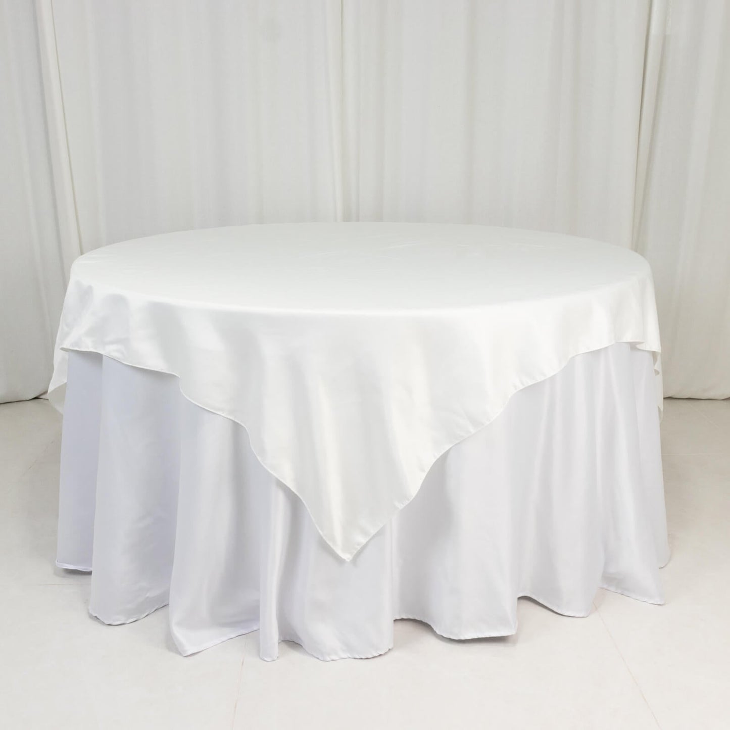 Lamour Satin 72"x72" Table Overlay Square Tablecloth Ivory - Smooth Finish Table Topper