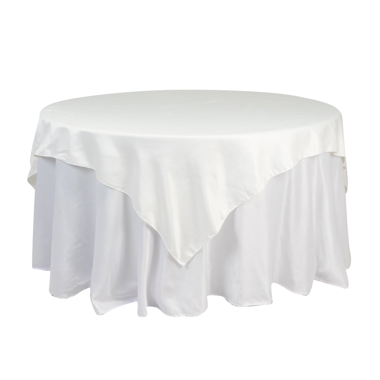 Lamour Satin 72"x72" Table Overlay Square Tablecloth Ivory - Smooth Finish Table Topper