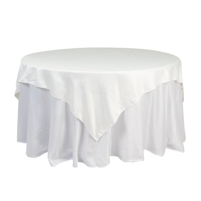 Lamour Satin 72"x72" Table Overlay Square Tablecloth Ivory - Smooth Finish Table Topper