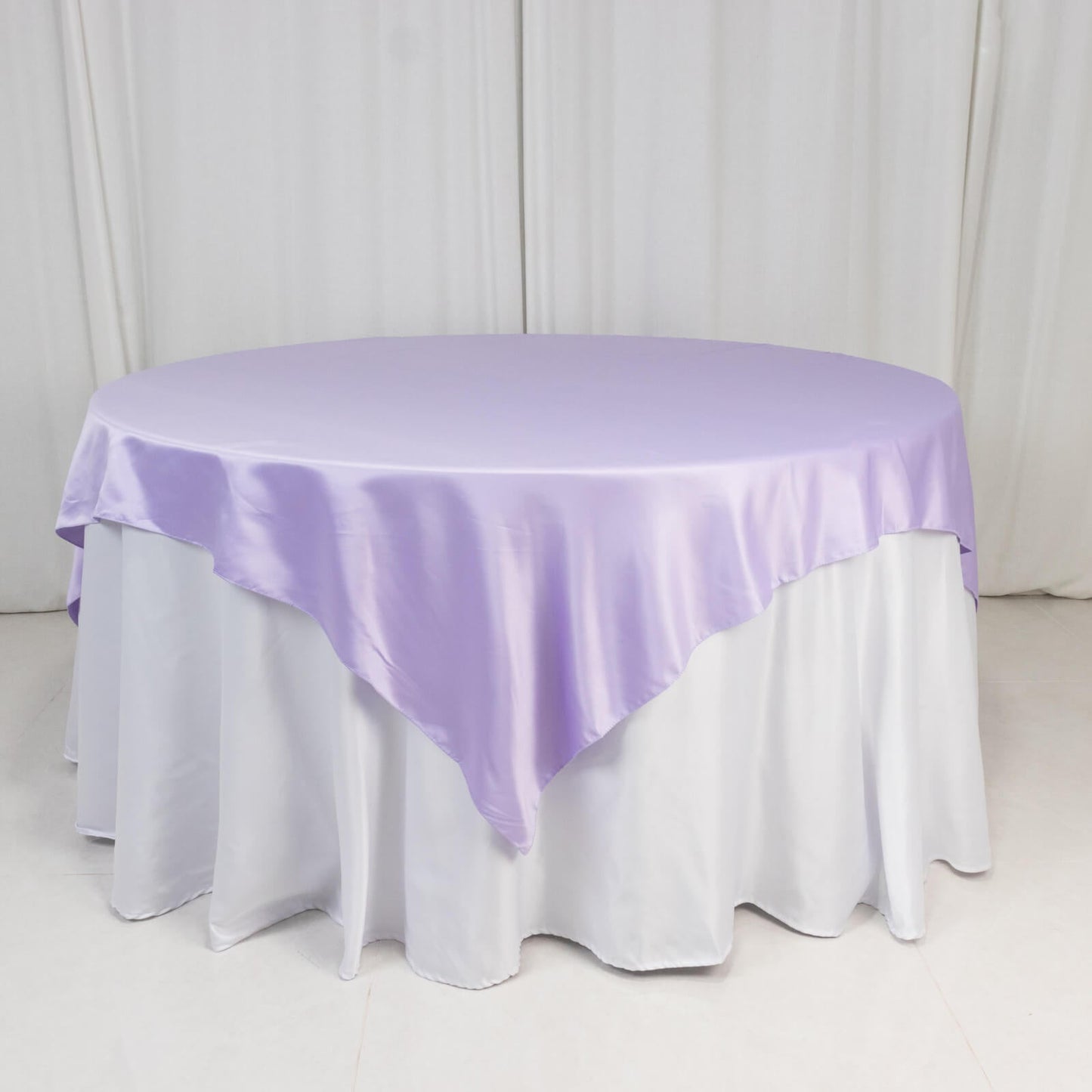 Lamour Satin 72"x72" Table Overlay Square Tablecloth Lavender Lilac - Smooth Finish Table Topper