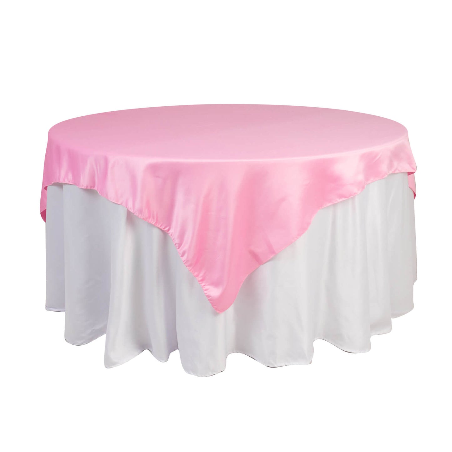 Lamour Satin 72"x72" Table Overlay Square Tablecloth Pink - Smooth Finish Table Topper