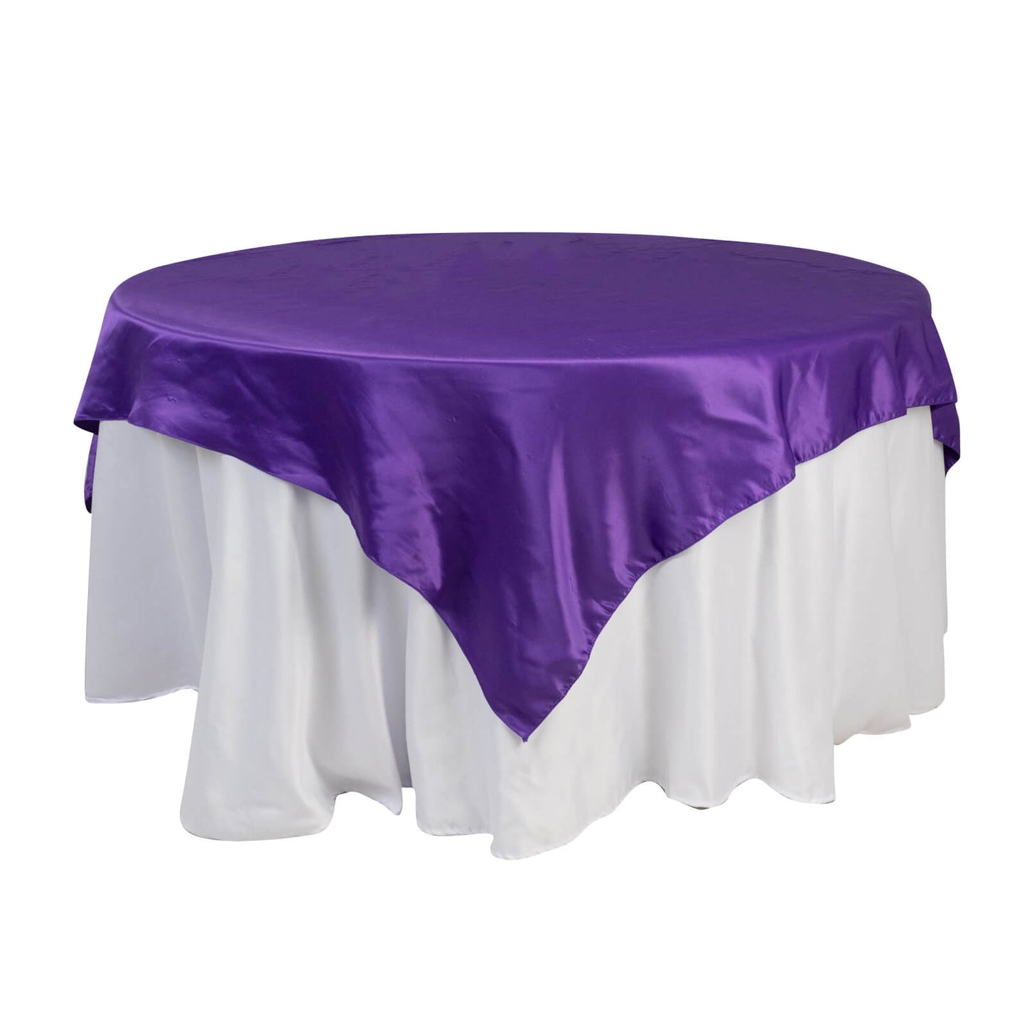 Lamour Satin 72"x72" Table Overlay Square Tablecloth Purple - Smooth Finish Table Topper