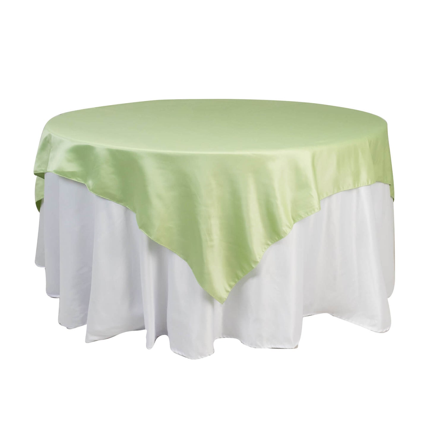 Lamour Satin 72"x72" Table Overlay Square Tablecloth Sage Green - Smooth Finish Table Topper