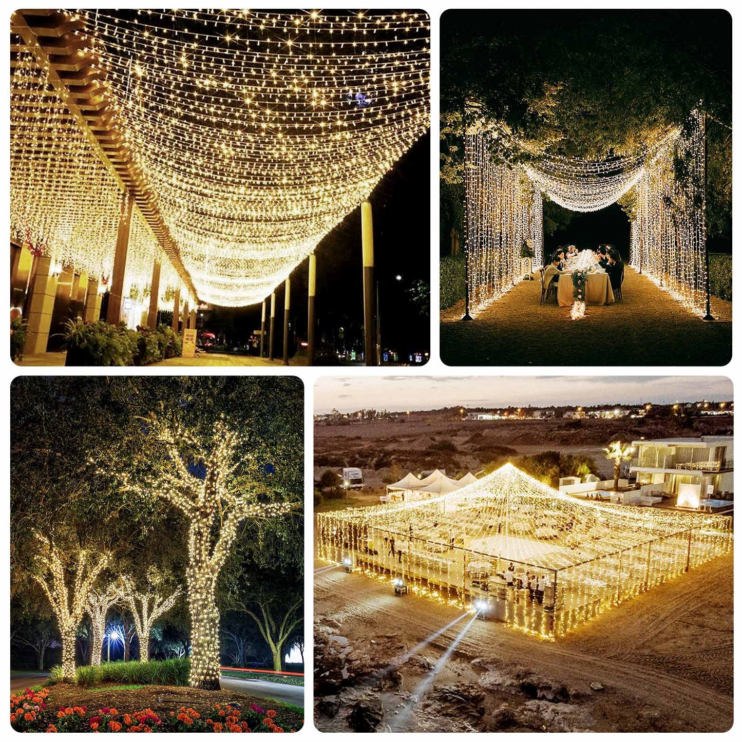 LED Curtain Fairy Lights 10ft x 40ft â€“ Warm White 1200 LED Plug-In String Lights, 8 Modes, End-to-End Connectable, Indoor/Outdoor Use