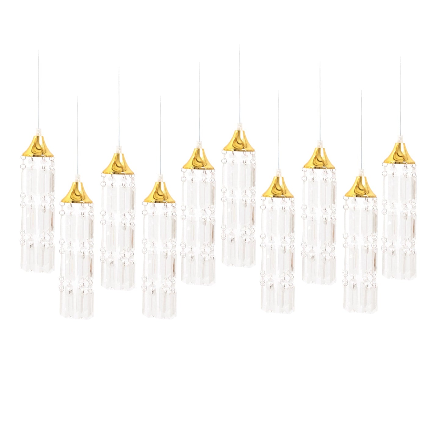 LED Hanging Crystal String Lights â€“ Gold Bell Frame with Prism Pendants, Warm White Plug-in Chandelier DÃ©cor