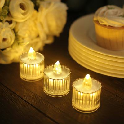 12 Pack Warm White LED Tealight Candles, Flameless Battery-Operated Tea Lights Column Style 2"