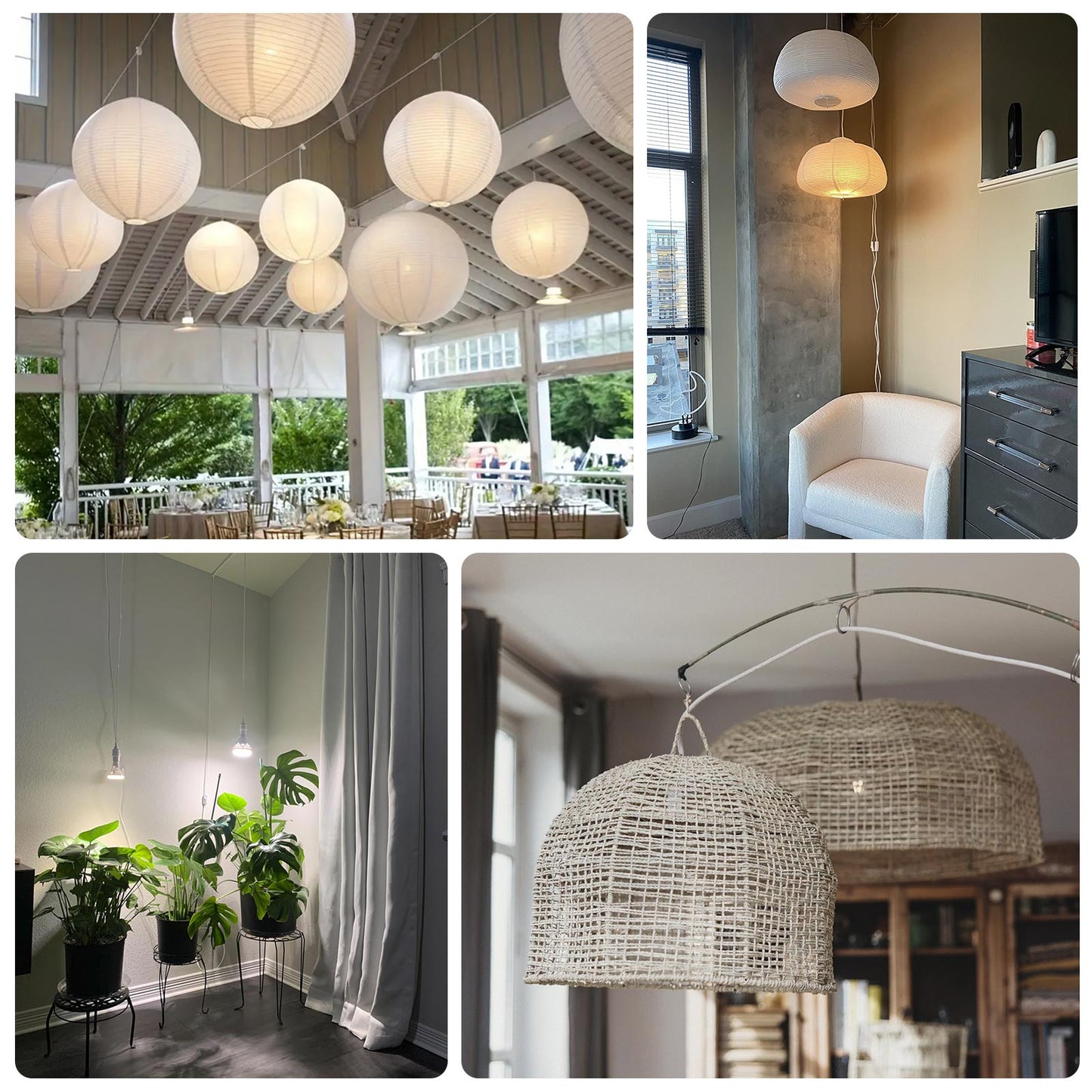 3 Pack E27 Light Socket with 6ft Plug-in Cord, On/Off Switch, 150W Max, US Plug, White â€“ Ideal for Pendant Lights, Workspaces, Kitchen, and Home Lighting