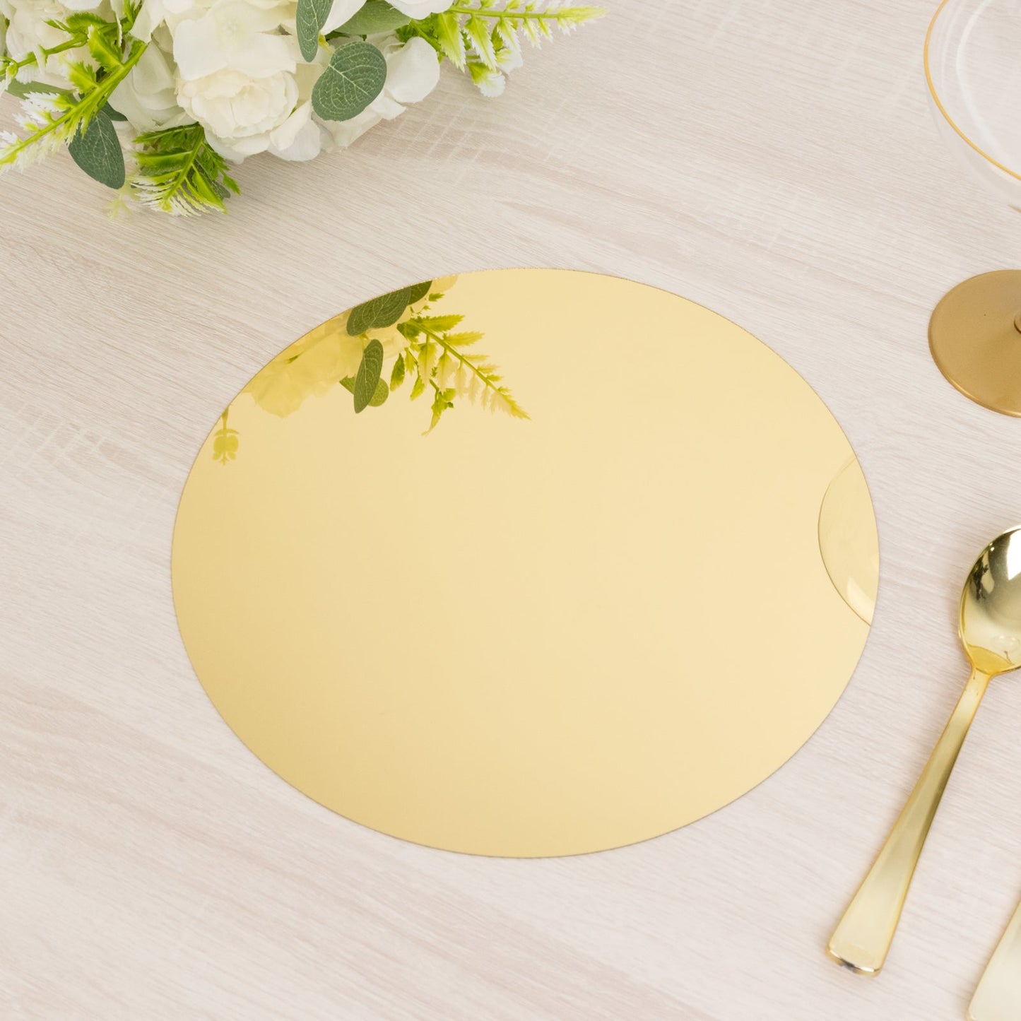 10-Pack Candle Plate Centerpiece Bases Circle Acrylic Mirror Tray Gold Round - Event Decor 10"