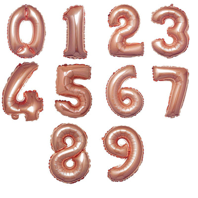 13" Metallic Rose Gold Mylar Foil 0-9 Number Balloons